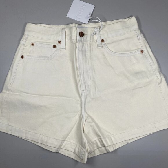 Pistola Women’s Saige High Rise A-Line Denim Shorts Size 27 Eggshell/Ivory - Picture 1 of 7